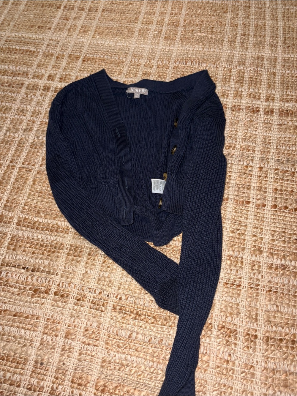 J. Crew Navy Button-Front Rib Knit Cardigan